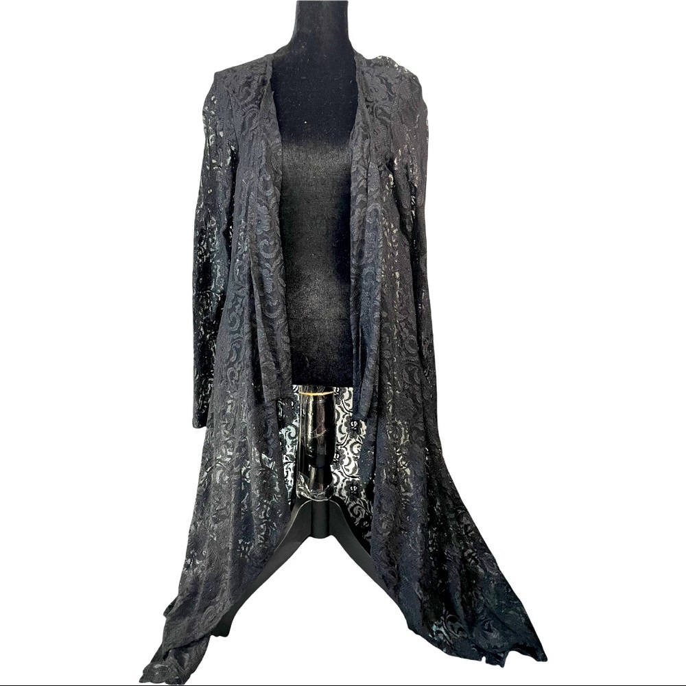 Long sleeve and long length lace coverup/kimono